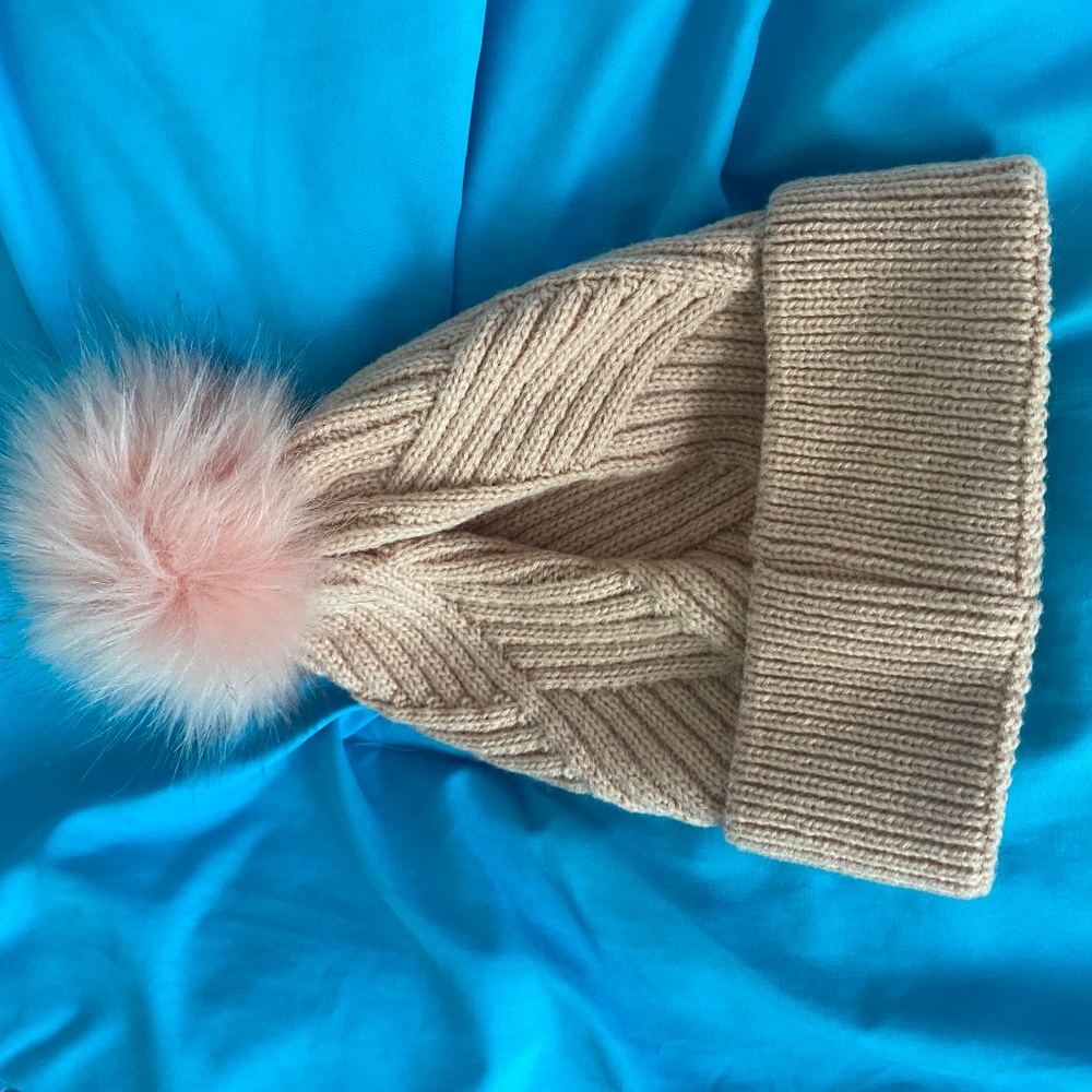Pink puff beanie